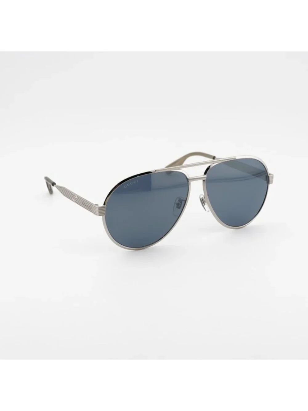Gucci GG1513S 003 Sunglasses Silver Aviator Frame, Smoke Lenses